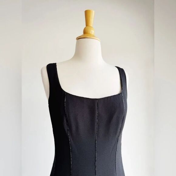 VINTAGE Black Trumpet Maxi Beaded Formal Dress Size 6 - Picture 5 of 8